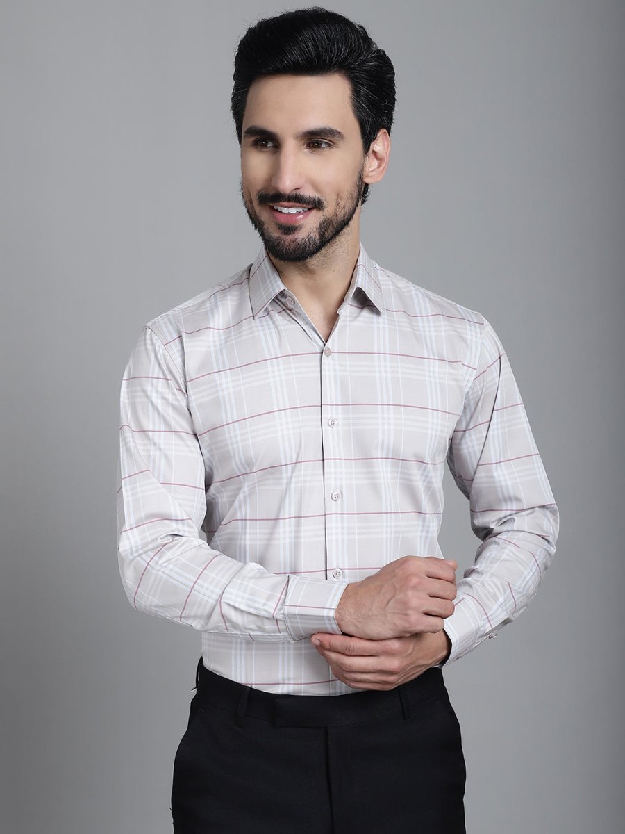 Checked Formal Shirt - SF_910Cream_S