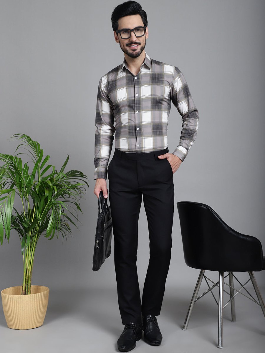 Checked Formal Shirt - SF_911Brown_S