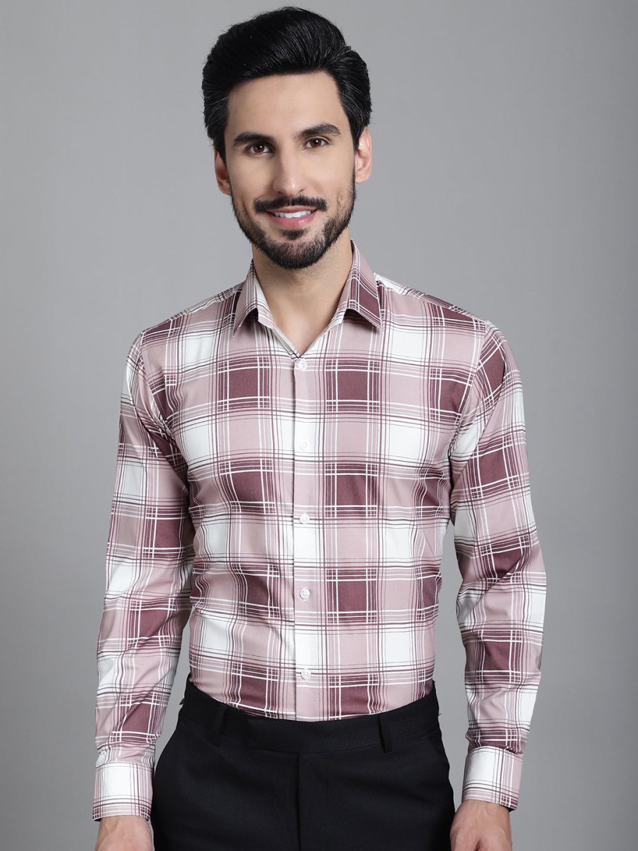 Checked Formal Shirt - SF_911Maroon_S