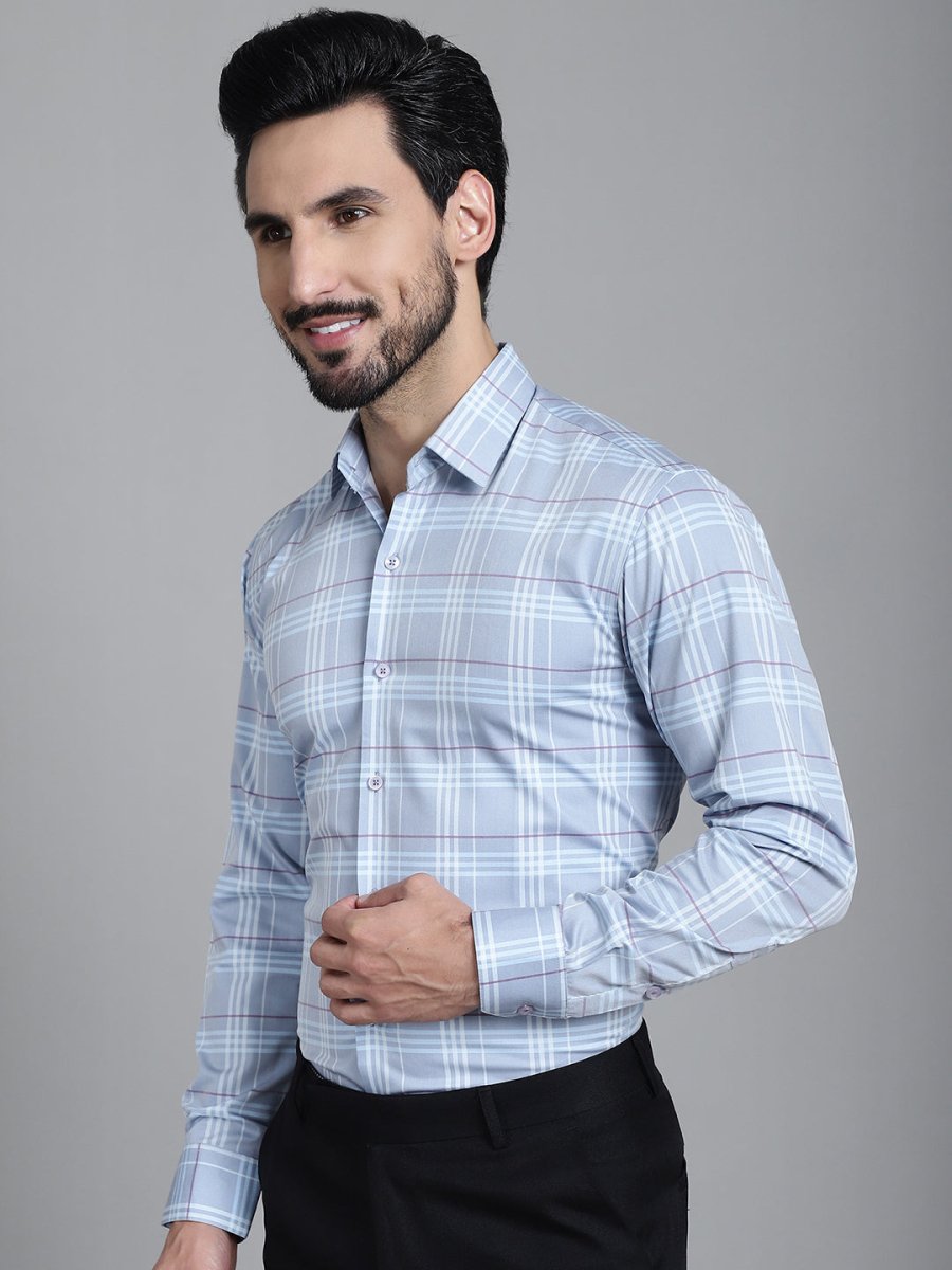 Checked Formal Shirt - SF_910Blue_S