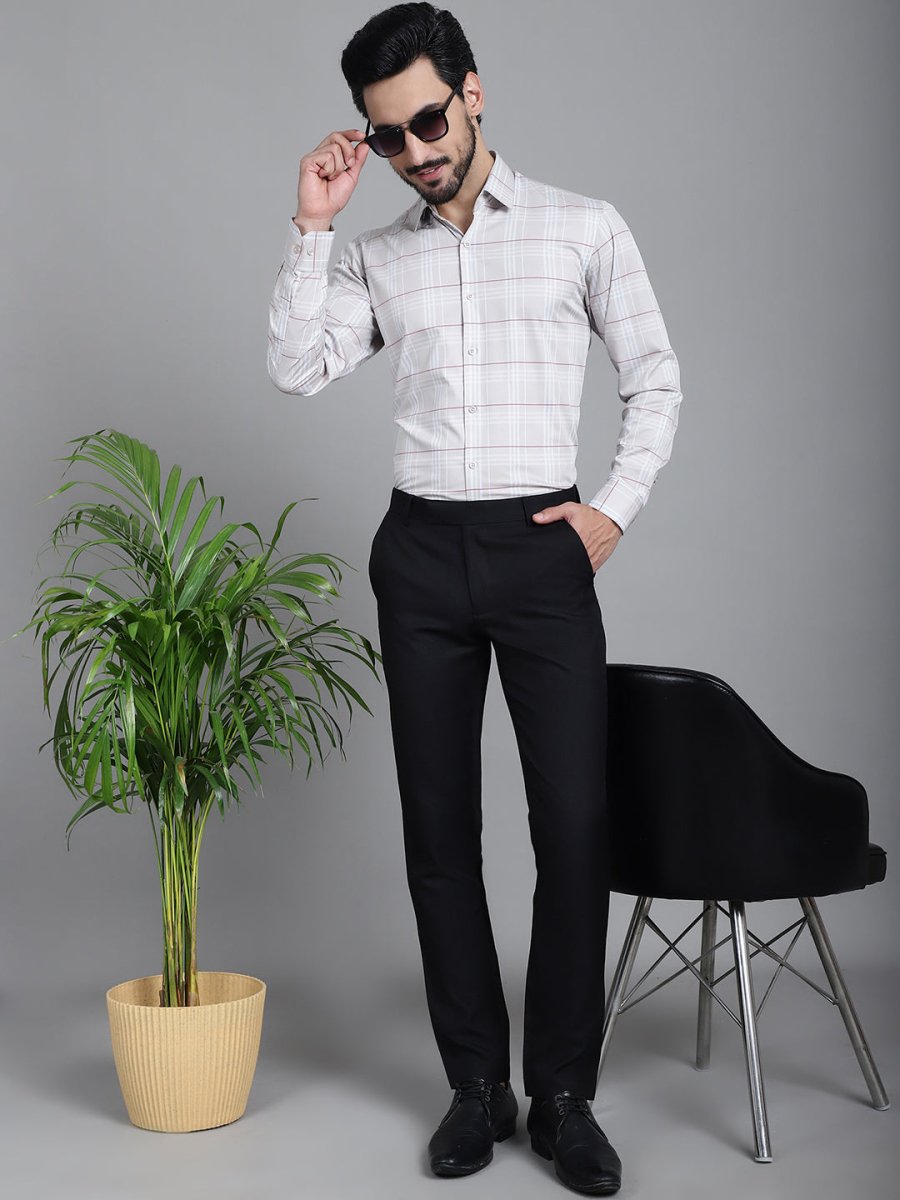 Checked Formal Shirt - SF_910Cream_S