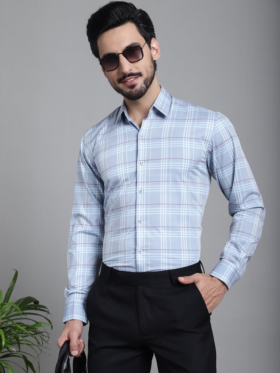 Checked Formal Shirt - SF_910Blue_S