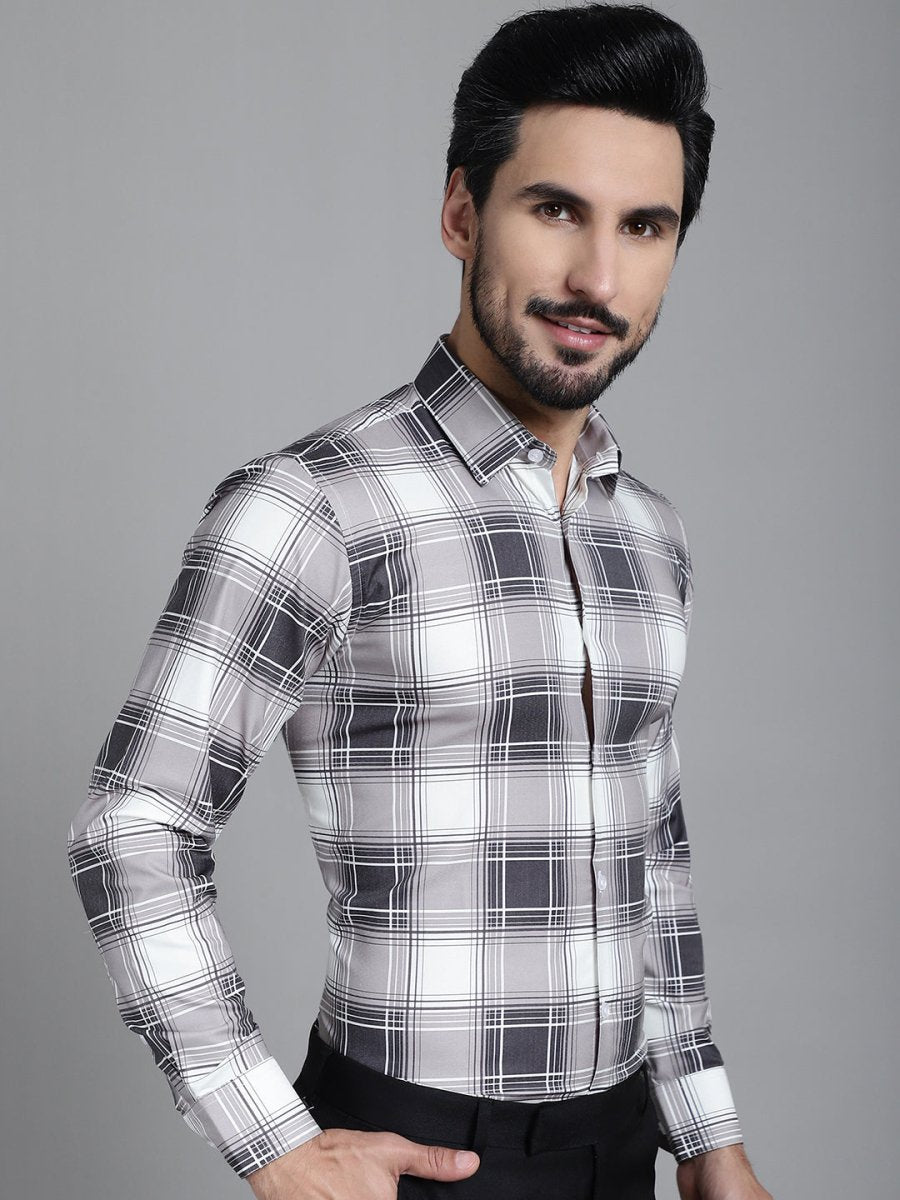 Checked Formal Shirt - SF_911Grey_S