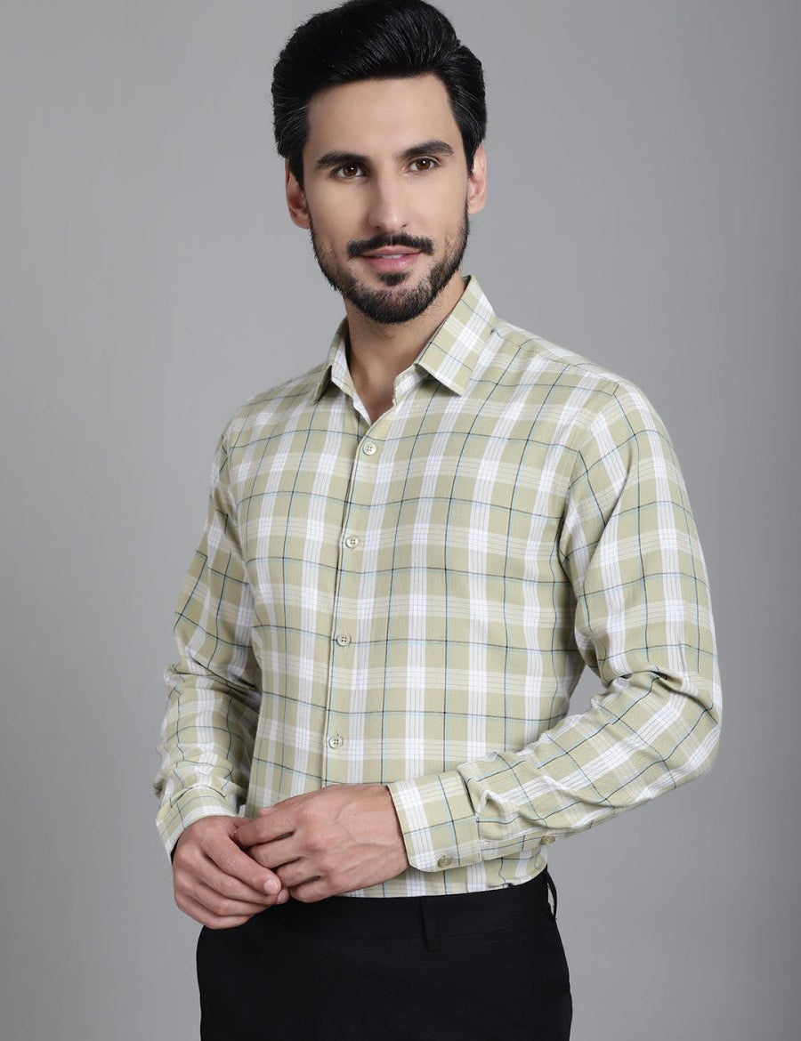 Checked Formal Shirt - SF_902Beige_S