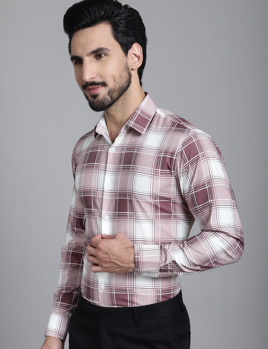 Checked Formal Shirt - SF_911Maroon_S