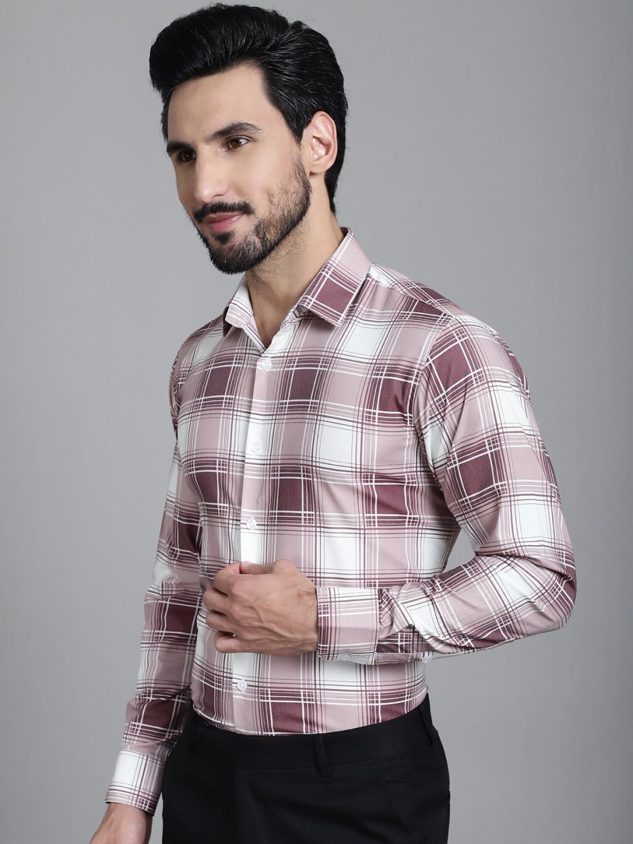 Checked Formal Shirt - SF_911Maroon_S