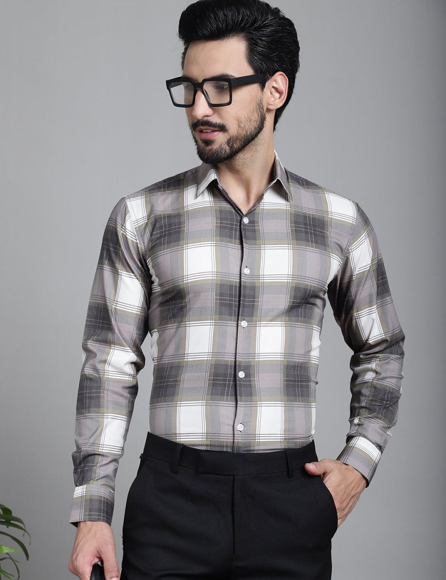 Checked Formal Shirt - SF_911Brown_S