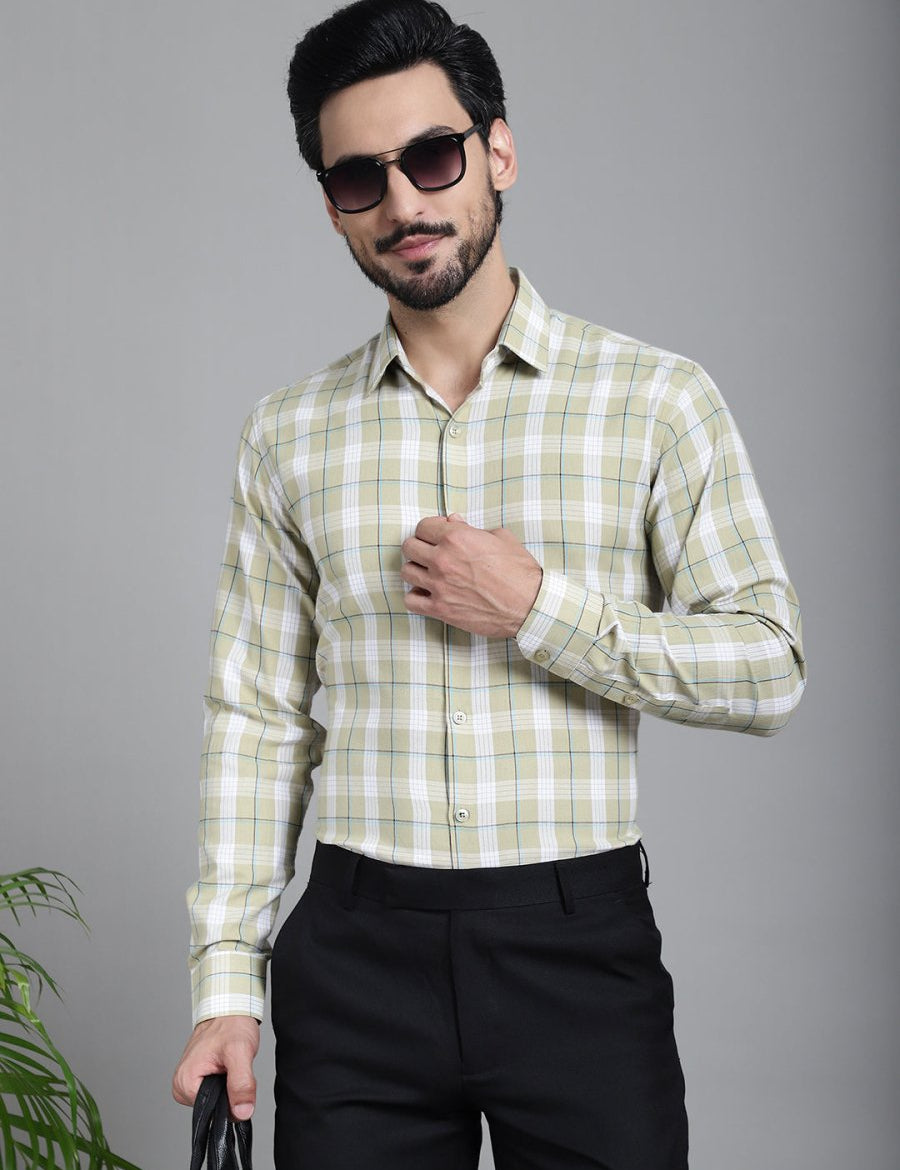 Checked Formal Shirt - SF_902Beige_S