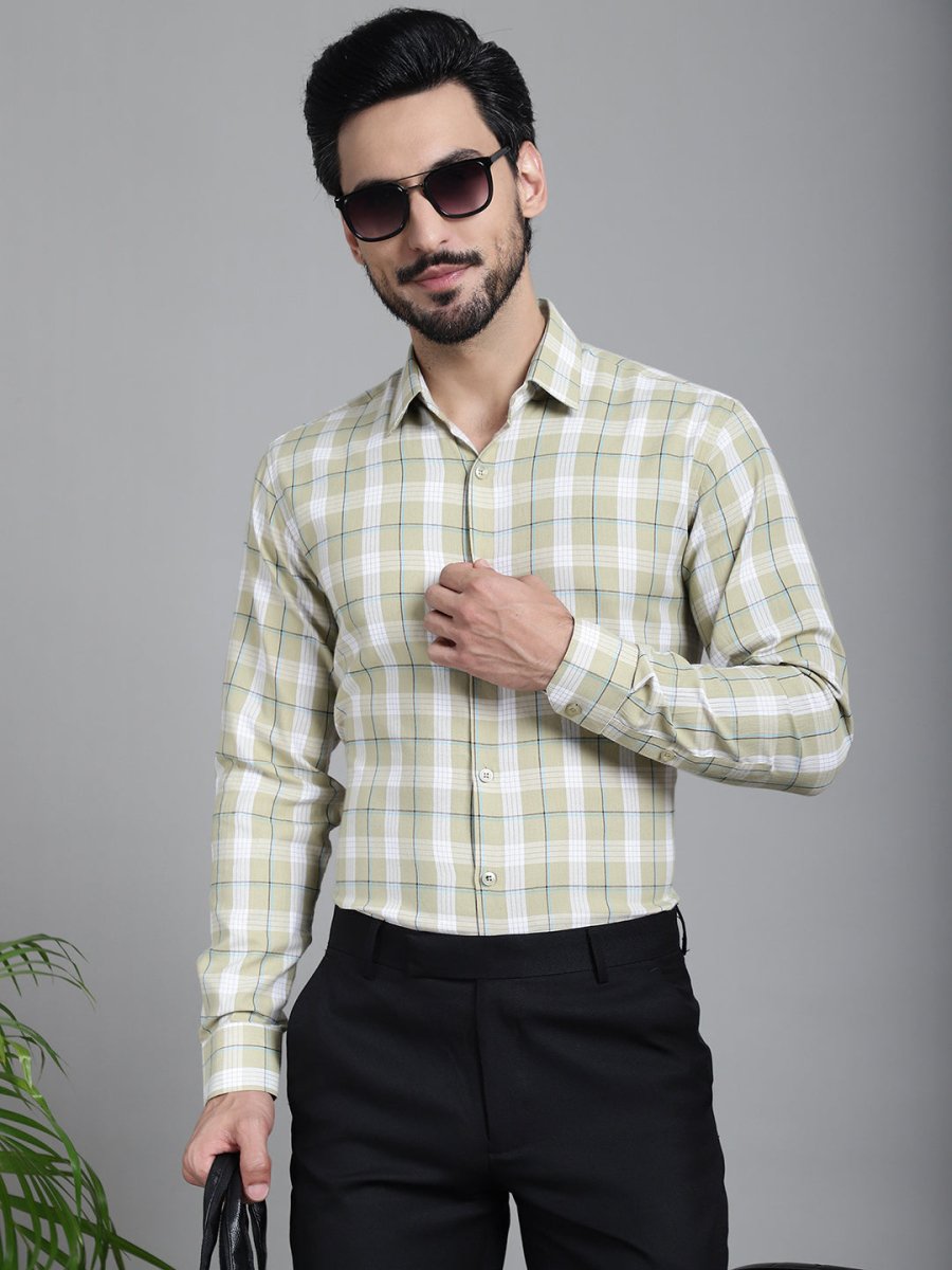 Checked Formal Shirt - SF_902Beige_S