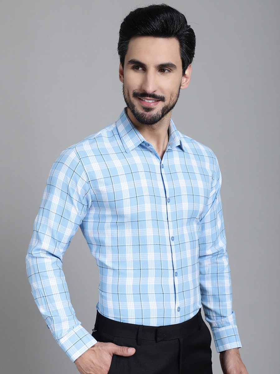 Checked Formal Shirt - SF_902Sky_S