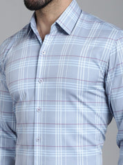 Checked Formal Shirt - SF_910Blue_S
