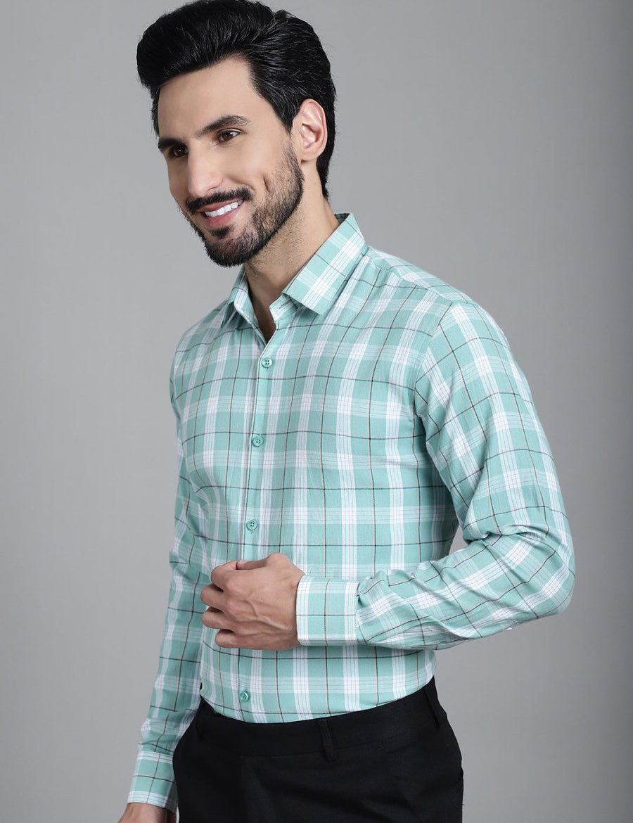 Checked Formal Shirt - SF_902Green_S