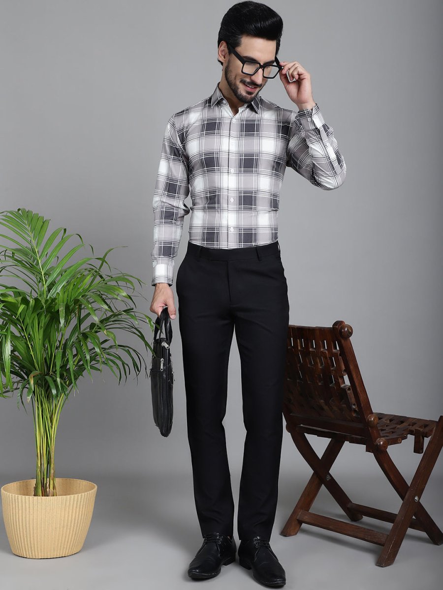 Checked Formal Shirt - SF_911Grey_S