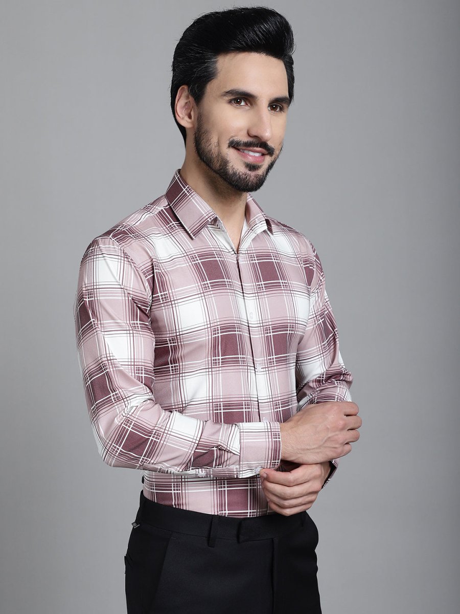Checked Formal Shirt - SF_911Maroon_S