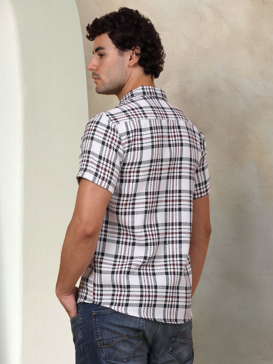 Checked Half Sleeve Cotton Shirt for Men - SF_943Grey_S