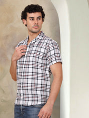 Checked Half Sleeve Cotton Shirt for Men - SF_943Grey_S