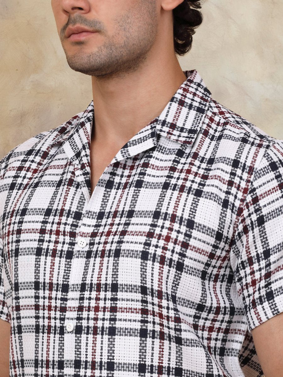 Checked Half Sleeve Cotton Shirt for Men - SF_943Grey_S