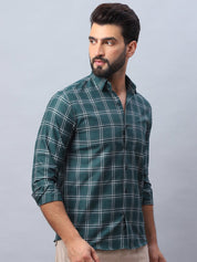 Checked Pure Cotton Casual Shirt for Men - SF_989Green_S