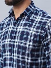 Checked Pure Cotton Casual Shirt for Men - SF_988Blue_S