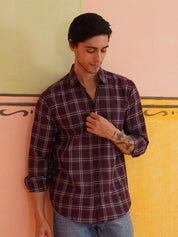 Checked Pure Cotton Casual Shirt for Men - SF_989Wine_S