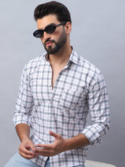 Checked Pure Cotton Casual Shirt for Men - SF_989White_S
