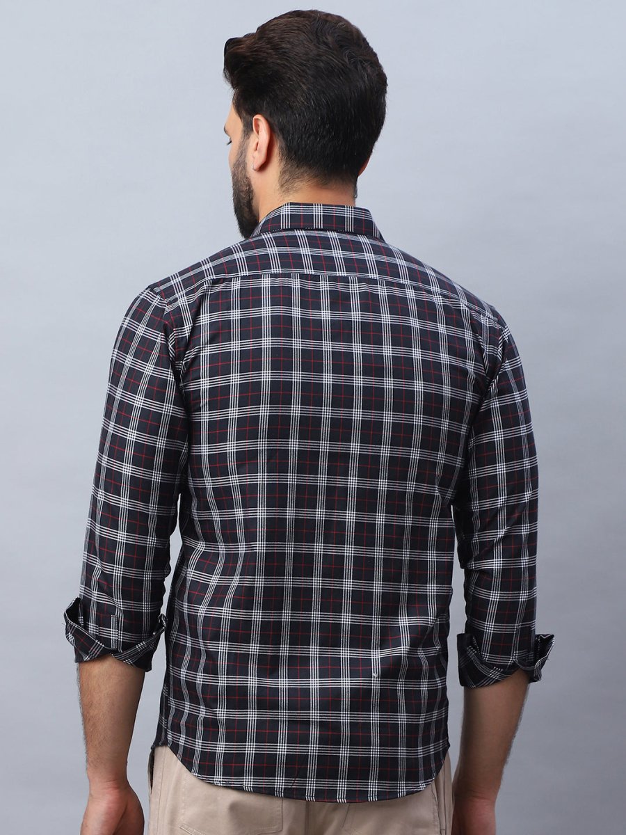Checked Pure Cotton Casual Shirt for Men - SF_989Black_S