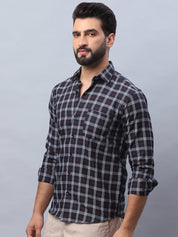 Checked Pure Cotton Casual Shirt for Men - SF_989Black_S