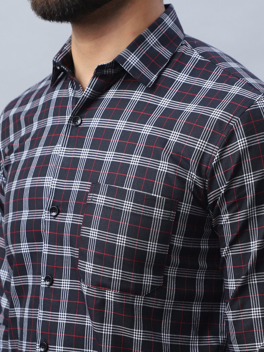 Checked Pure Cotton Casual Shirt for Men - SF_989Black_S