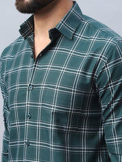 Checked Pure Cotton Casual Shirt for Men - SF_989Green_S