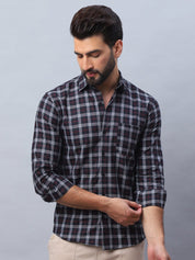 Checked Pure Cotton Casual Shirt for Men - SF_989Black_S