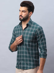 Checked Pure Cotton Casual Shirt for Men - SF_989Green_S