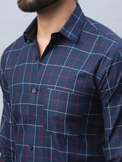 Checked Pure Cotton Casual Shirt for Men - SF_989Navy_S