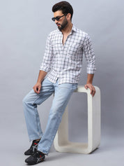Checked Pure Cotton Casual Shirt for Men - SF_989White_S