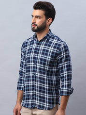 Checked Pure Cotton Casual Shirt for Men - SF_988Blue_S