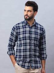 Checked Pure Cotton Casual Shirt for Men - SF_988Blue_S
