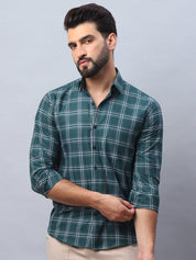 Checked Pure Cotton Casual Shirt for Men - SF_989Green_S