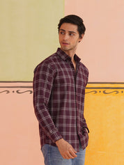 Checked Pure Cotton Casual Shirt for Men - SF_989Wine_S