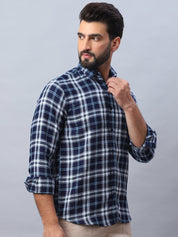 Checked Pure Cotton Casual Shirt for Men - SF_988Blue_S