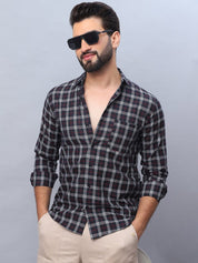 Checked Pure Cotton Casual Shirt for Men - SF_989Black_S