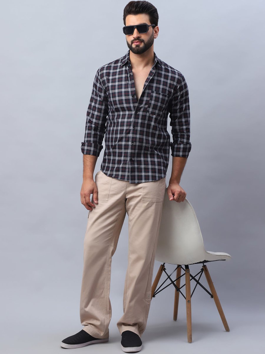 Checked Pure Cotton Casual Shirt for Men - SF_989Black_S