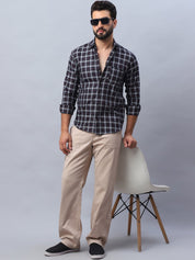 Checked Pure Cotton Casual Shirt for Men - SF_989Black_S