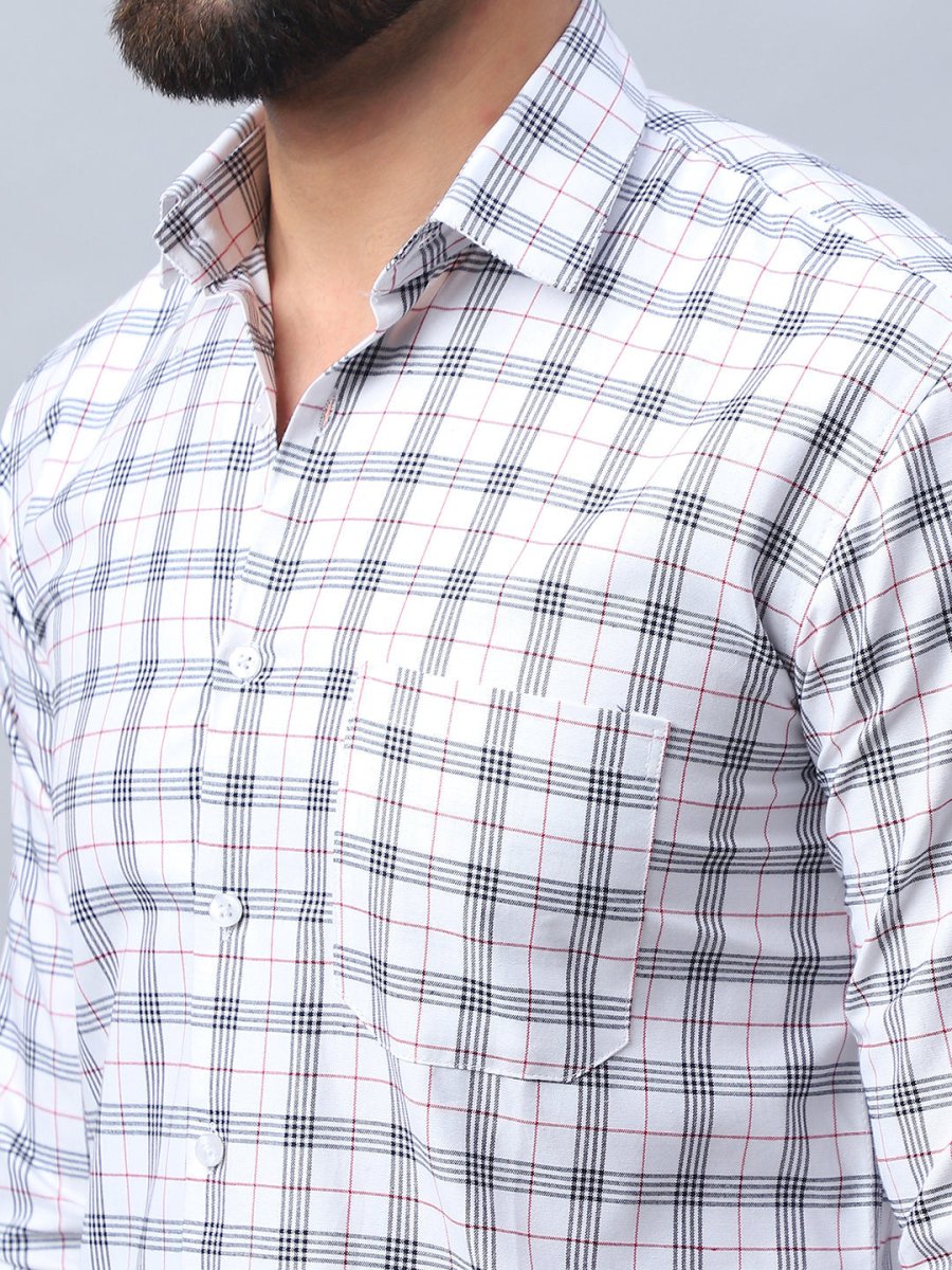 Checked Pure Cotton Casual Shirt for Men - SF_989White_S