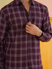 Checked Pure Cotton Casual Shirt for Men - SF_989Wine_S