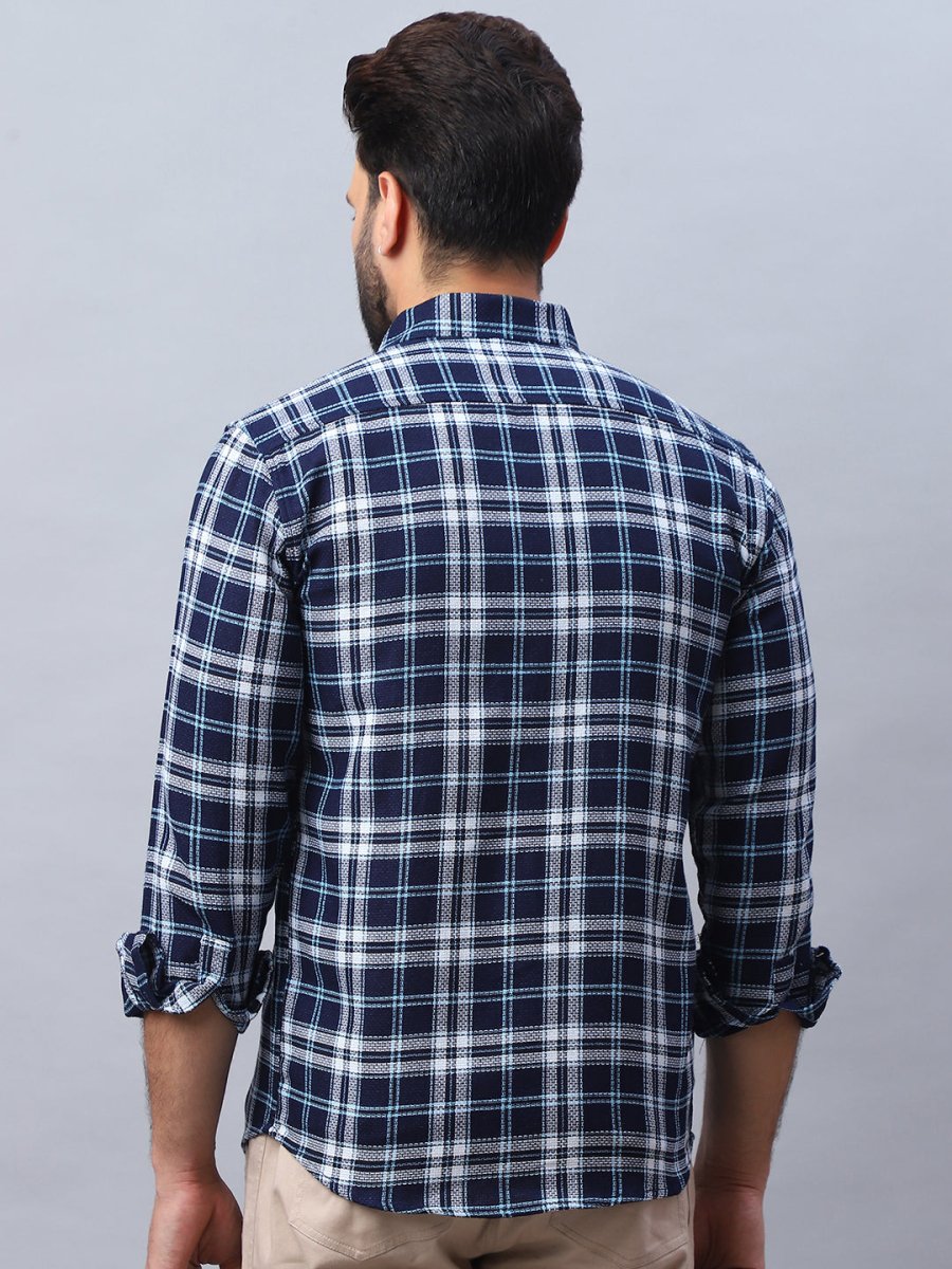 Checked Pure Cotton Casual Shirt for Men - SF_988Blue_S