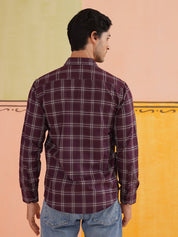 Checked Pure Cotton Casual Shirt for Men - SF_989Wine_S