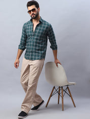 Checked Pure Cotton Casual Shirt for Men - SF_989Green_S