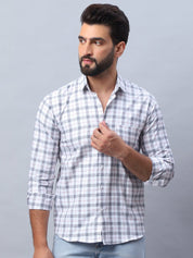 Checked Pure Cotton Casual Shirt for Men - SF_989White_S
