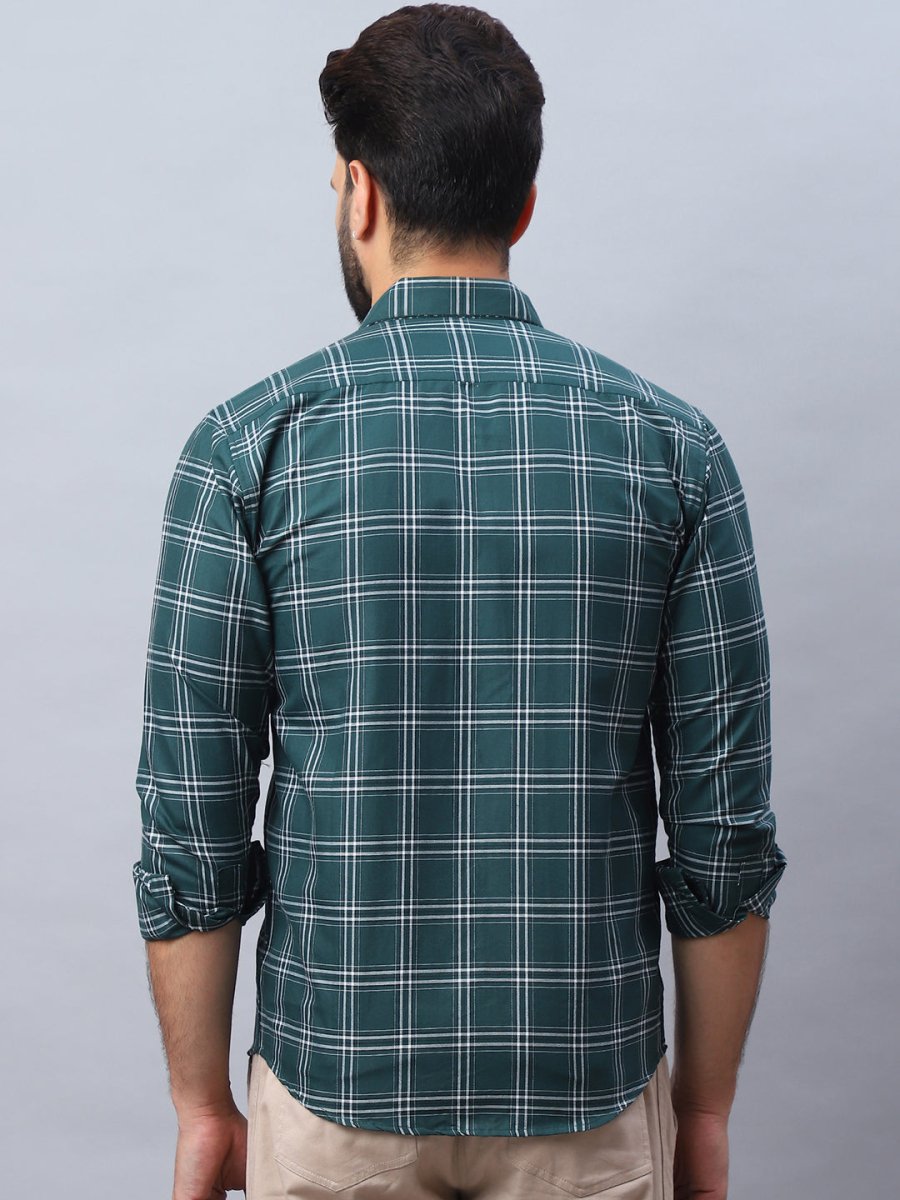 Checked Pure Cotton Casual Shirt for Men - SF_989Green_S