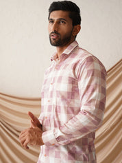 Checked Spread Collar Cotton Casual Shirt for Men - SF_968Magenta_S