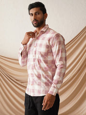 Checked Spread Collar Cotton Casual Shirt for Men - SF_968Magenta_S